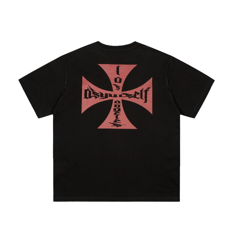 Askyurself T-shirts Sun Skull Cross Print Distressed VTG